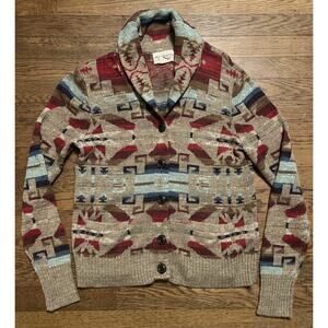 Ralph Lauren Denim Supply Aztec Southwest Indian Shawl Cardigan Sweater Size XS
